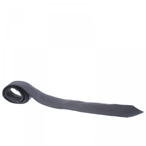 Pre Owned ربطة عنق تقليدية غوتشي حرير جاكارد بنقوش GG منقطة زرقاء كحلية وحمراء 