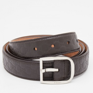 Gucci Dark Brown Guccissima Leather Buckle Belt 115 CM