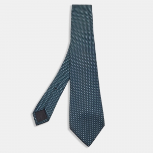 Gucci Teal Blue Patterned Silk  Tie