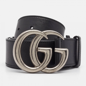 Gucci Black Leather GG Marmont Belt 105CM
