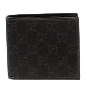 Gucci Dark Brown GG Canvas and Leather Bi Fold Wallet