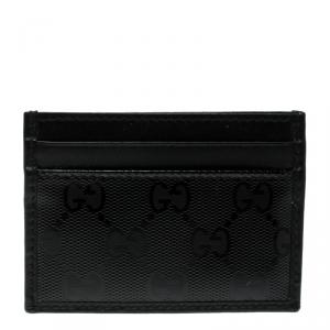 Gucci Black GG Imprime Canvas and Leather Card Holder 