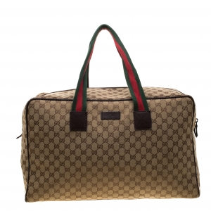Gucci Beige/Ebony GG Canvas Carryall Duffle Bag