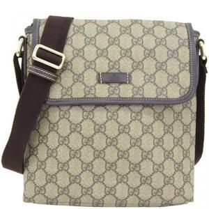 Gucci Navy/Beige GG Coated Canvas Small Messenger Bag