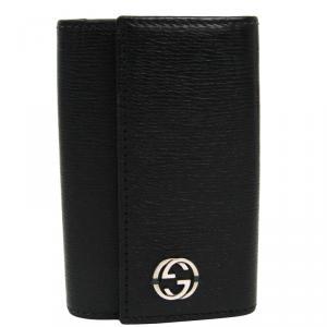 Gucci Black Leather Interlocking Key Case