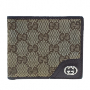 Gucci Brown Monogram Canvas and Leather Bifold Wallet