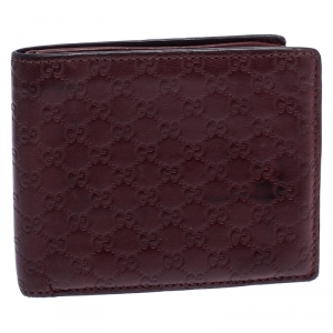 Gucci Burgundy Guccissima Leather Bifold Wallet