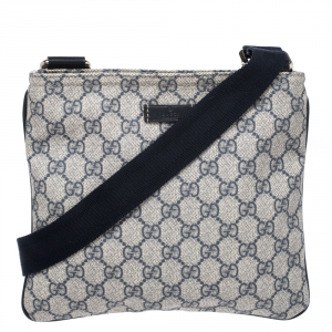 Gucci Navy Blue GG Supreme Coated Canvas Messenger Bag