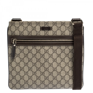 Gucci Beige/Brown GG Supreme Canvas and Leather Crossbody Bag