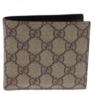 Gucci Beige GG Supreme Canvas Bi Fold Wallet