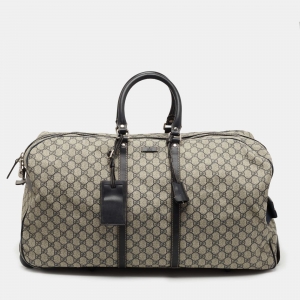Gucci Blue/Beige GG Supreme Canvas Trolley Duffle Bag