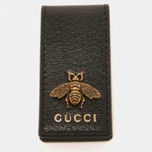 Gucci Black Leather Animalier Money Clip 