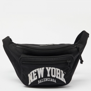 Balenciaga Black Canvas Cities New York Explorer Belt Bag