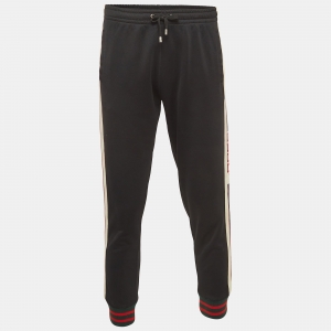Gucci Black Side Strip Cotton Jersey Track Pants XS