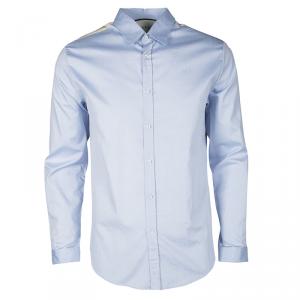 Gucci Blue Cotton Floral Printed Silk Back Yoke Detail Duke Shirt M