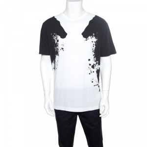 Gucci Monochrome Paint Splatter Printed Cotton Jersey T-Shirt  L