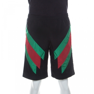 Gucci Black Synthetic Tech Web Stripe Drawstring Shorts S