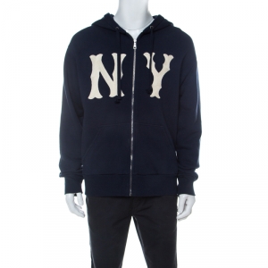 Gucci Navy Blue NY Yankees Patch Cotton Hoodie M