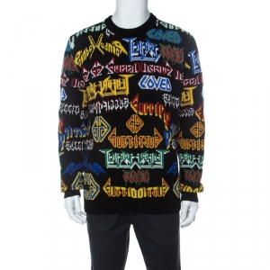 Gucci Black Wool Intarsia Knit Black Sabbath Sweater S
