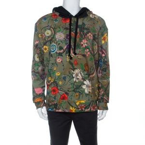 Gucci Green Jungle Print Cotton Hoodie L