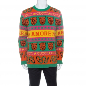 Gucci Multicolor Wool Tiger Snake Striped Jumper S
