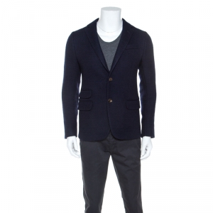 Gucci Navy Blue Wool Knit Regular Fit Blazer M