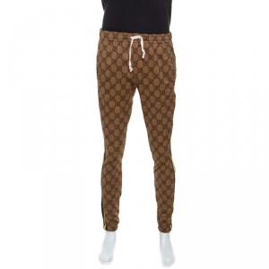 Gucci Brown Monogram Jersey Contrast Trim Detail Track Pants M