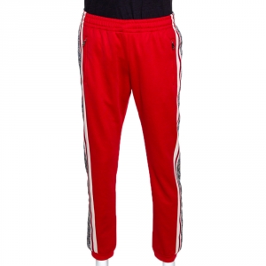 Gucci Red Technical Jersey Contrast Logo Tape Detail Track Pants M