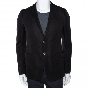 Gucci Black Cotton Lino Blend Two Buttoned Jacket M