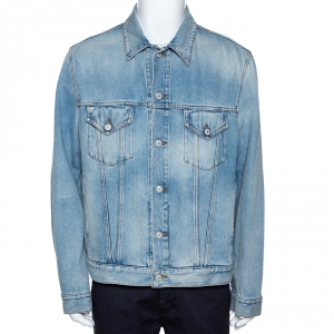 Gucci Light Blue Embroidered Denim Jacket L