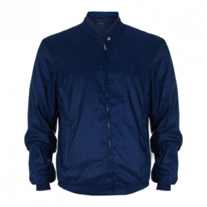 Gucci Navy Nylon Monogram Men's Bomber Jacket L