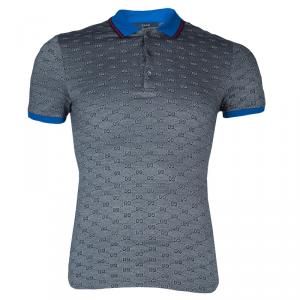 Gucci Grey Contrast Collar GG Polo T-Shirt M