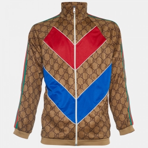 Gucci Brown Technical Jersey Guccissima Logo Track Jacket S