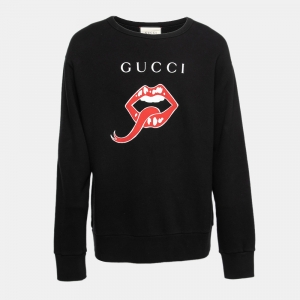 Gucci Black Cotton Printed Sweatshirt L