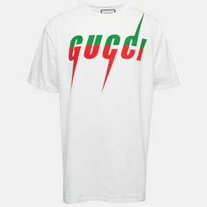 Gucci Off-White Logo Blade Print Cotton Oversized T-Shirt XXL