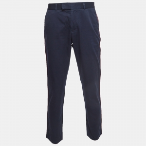 Gucci Navy Blue Side Stripe Gabardine Regular Fit Trousers XL