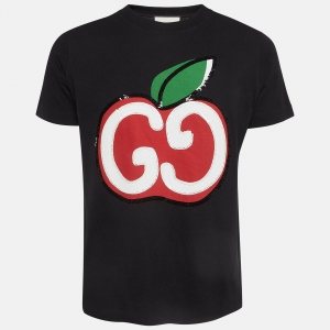 Gucci Black Apple GG Print Cotton T-Shirt M