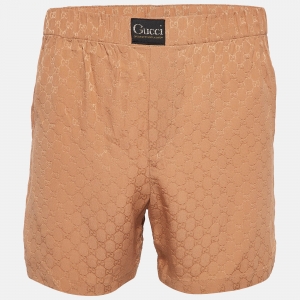 Gucci Beige Brown GG Web Silk Shorts S