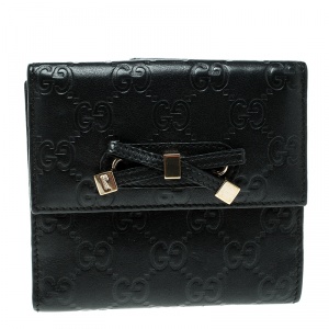 Gucci Guccissima Black Leather Princy Compact Wallet