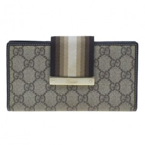 Pre Owned Gucci Beige GG Canvas Web Original Continental Wallet