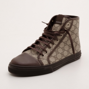 Pre Owned Gucci Brown Monogram GG High Top Sneaker Size 43