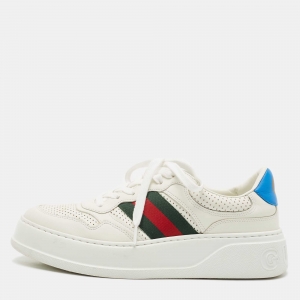 Gucci White Perforated Leather Web GG Chunky B Sneakers Size 42