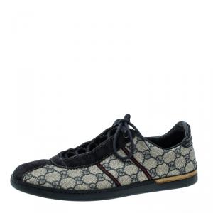 Gucci Two Tone GG Canvas and Suede Low Top Sneakers Size 44