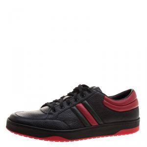 Gucci Black and Red Leather Ronnie Low Top Sneakers Size 48