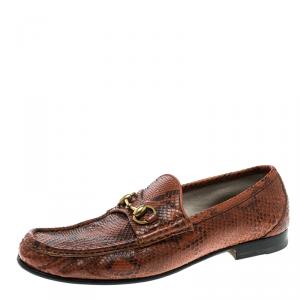 Gucci Two Tone Python Leather Horsebit Loafers Size 43