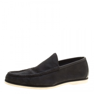 Gucci Black GG Fabric Loafers Size 41