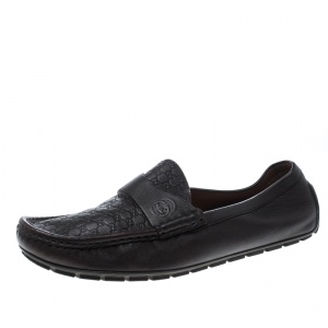 Gucci Brown Microguccissima Leather GG Loafers Size 43