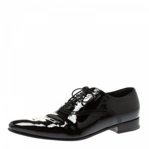 Gucci Black Patent Leather Lace Up Oxfords Size 44