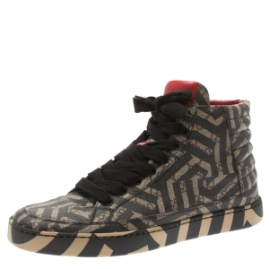  Gucci Beige And Brown Monogram Canvas Caleido High Top Sneakers Size 42.5