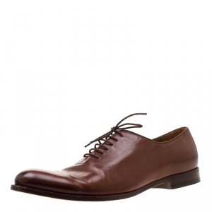Gucci Brown Leather Lace Up Oxford Size 44.5